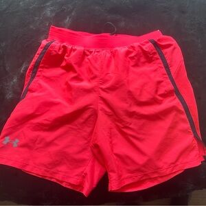 Under Armour Launch Run 7" Shorts NEON PINK ORANGE Men's MEDIUM